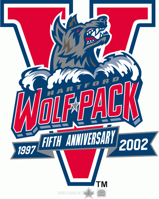 Hartford Wolf Pack 2001 02 Anniversary Logo iron on heat transfer